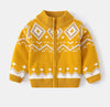 Kid Boy Knitted Geometric Pattern Printing Cardigan Sweater Cardigans