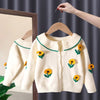 Kids Blue Sweater for Girl Autumn Winter Knitted Cardigan Sweater Snow White Girls Cardigan Jacket Coat Cotton Children Jumper
