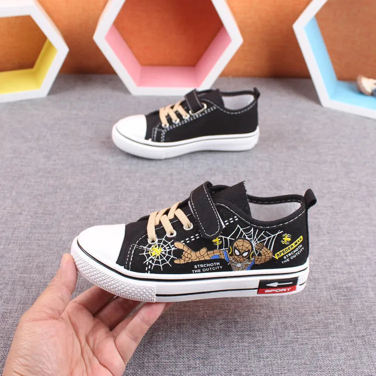 Disney Children's Shoes Boys' Breathable Fashion Cartoon Children's Casual Non Slip Soft Sole Black Canvas Shoes Size 21-26