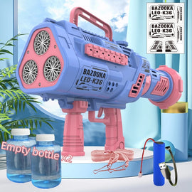 LED Big Holes Rocket Bubble Guns Large Automatic With Shape Fast Machine Gun Launcher Bubbles Blower Soap Outdoor Toys For Kids