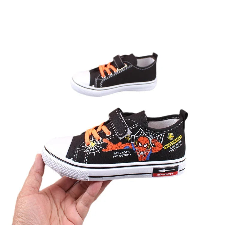 Disney Children's Shoes Boys' Breathable Fashion Cartoon Children's Casual Non Slip Soft Sole Black Canvas Shoes Size 21-26