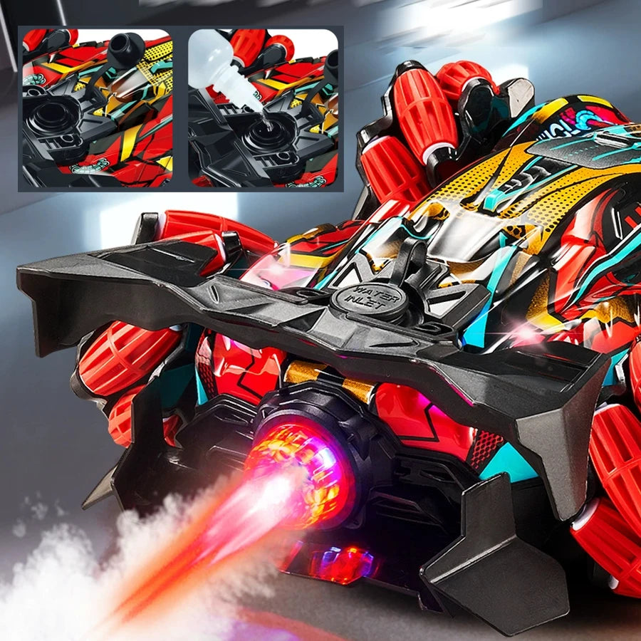 F1 Drift RC Car With Led Lights Music 2.4G Glove Gesture Radio Remote Control Spray Stunt Car 4WD Electric Children Toys