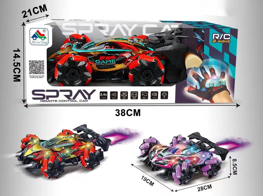 F1 Drift RC Car With Led Lights Music 2.4G Glove Gesture Radio Remote Control Spray Stunt Car 4WD Electric Children Toys