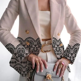 Women's Clothing Suit Western-Style Clothes Lapel Button Lid Pocket Fashion