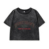 Womans Cotton Crop Tees Trend O-Neck Distressed Washed T-Shirts West Coast Usa North Carolina Prints Short Sleeve Street Clothes