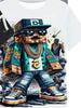 Cool cartoon print 4-piece T-shirt for boys