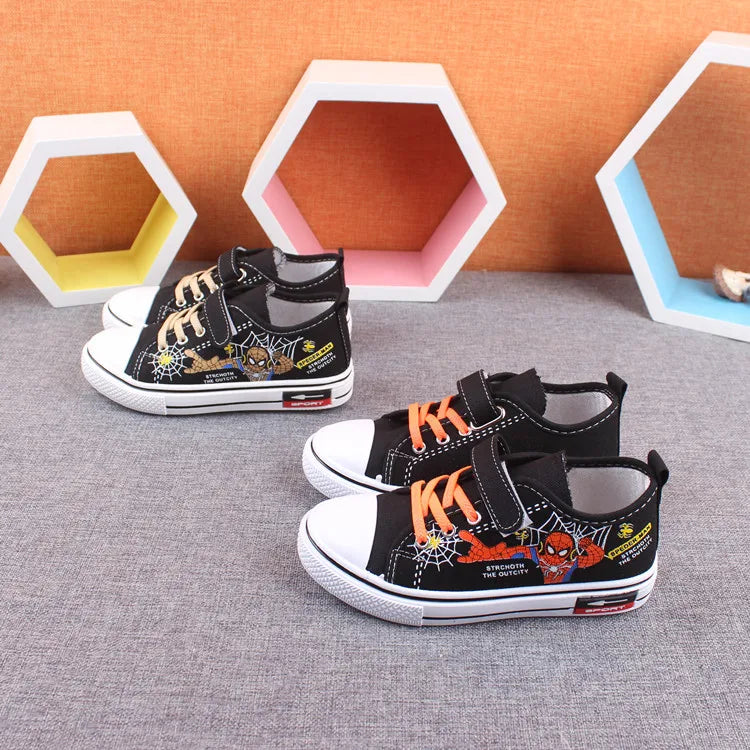Disney Children's Shoes Boys' Breathable Fashion Cartoon Children's Casual Non Slip Soft Sole Black Canvas Shoes Size 21-26