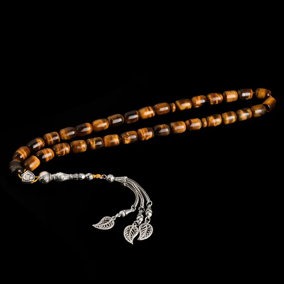 Natural Stone Yellow Tiger Eye 33 islamic Tasbih Tespih Masbaha Subha Muslim Prayer Beads