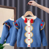 Kids Blue Sweater for Girl Autumn Winter Knitted Cardigan Sweater Snow White Girls Cardigan Jacket Coat Cotton Children Jumper