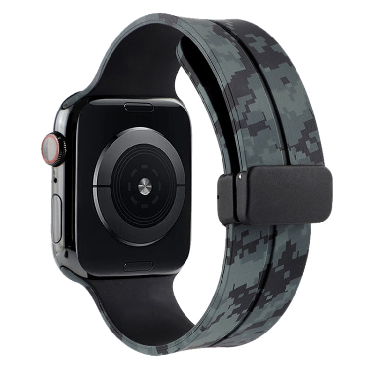 3 PCS Magnetic Clasp Camouflage Silicone Watch Band For Apple Watch Series 8&7 41mm / SE 2&6&SE&5&4 40mm / 3&2&1 38mm(Camouflage White, Camouflage Black, Camouflage Yellow)