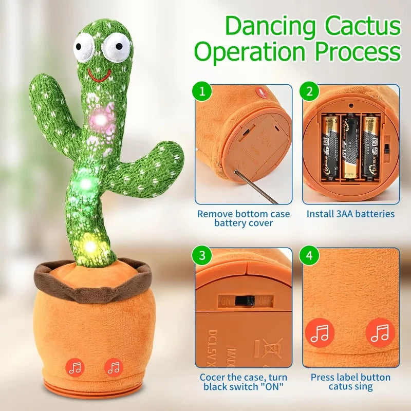 New Dancing Talking Cactus Toy for Baby Toddler Boys Girls Gift Singing Mimicking Cactus Toys Recording Repeating Christmas Gift