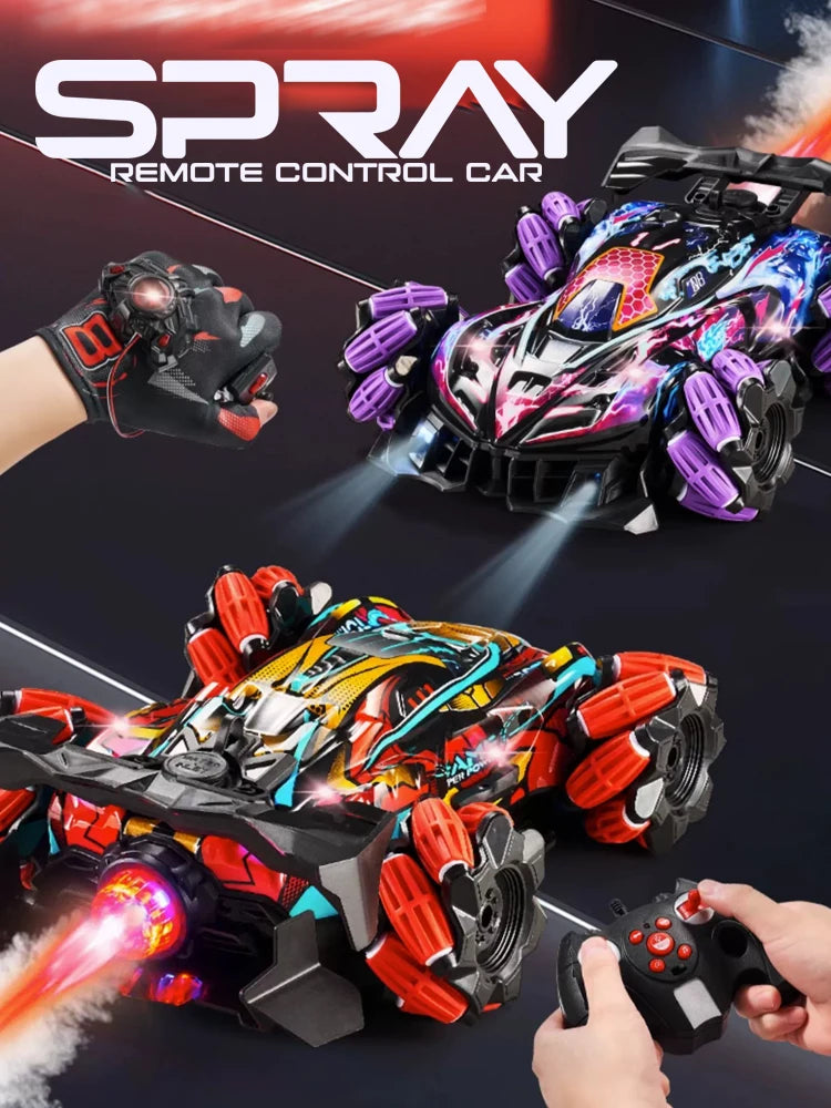 F1 Drift RC Car With Led Lights Music 2.4G Glove Gesture Radio Remote Control Spray Stunt Car 4WD Electric Children Toys