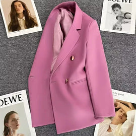 Spring Autumn Women Blazers 2025 New Korean Casual Solid Suit Women Jacket Fashion Office Blazer Female Coats Outerwear