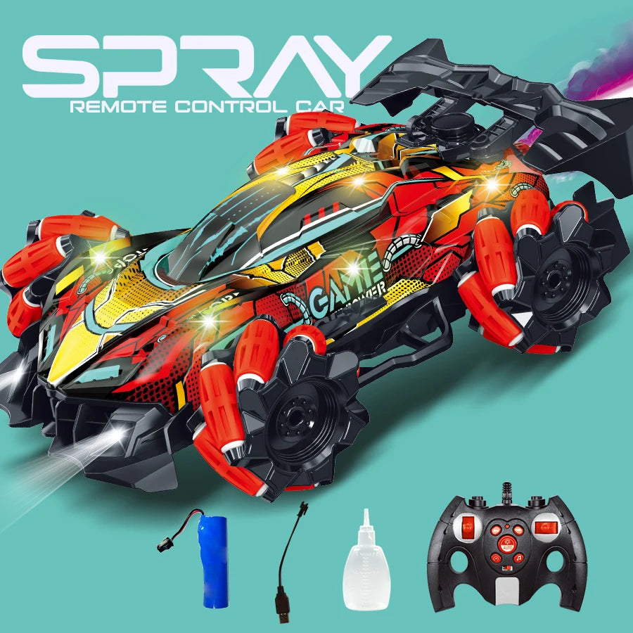 F1 Drift RC Car With Led Lights Music 2.4G Glove Gesture Radio Remote Control Spray Stunt Car 4WD Electric Children Toys
