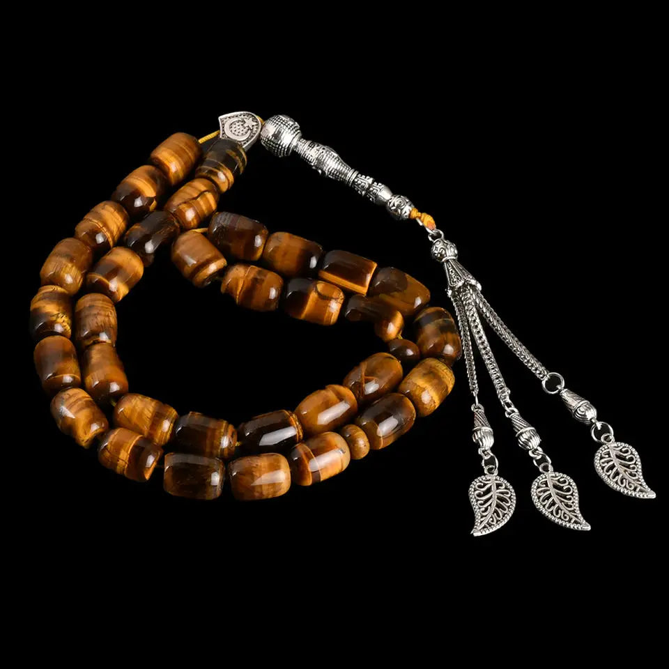 Natural Stone Yellow Tiger Eye 33 islamic Tasbih Tespih Masbaha Subha Muslim Prayer Beads