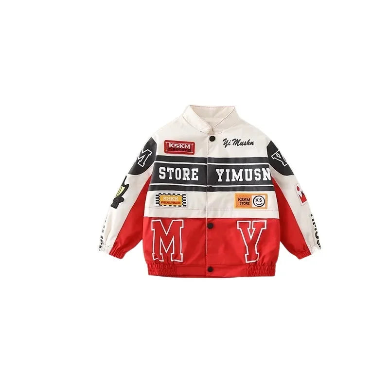 Cool Boys Motorcycle Jacket Spring Autumn Style Stand Collar Coat New Hot Sale Of The Season Children's Clothing Fashionable Kid