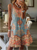 2024 AliExpress Europe and the United States Cross Border Summer Print Sleeveless V-Neck Vest Fashion Resort Print Dress Women