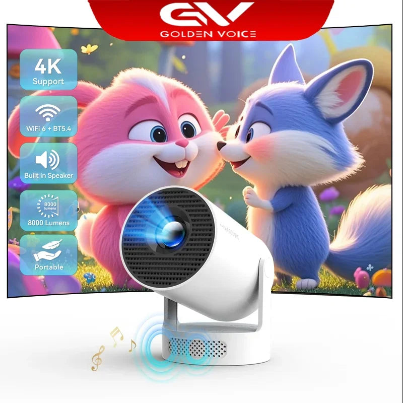 Mini Portable Projector HY300 Ultra HD 4K 720P Android 11  with  LED Video with 5W Speaker Home Theater Outdoor Projector