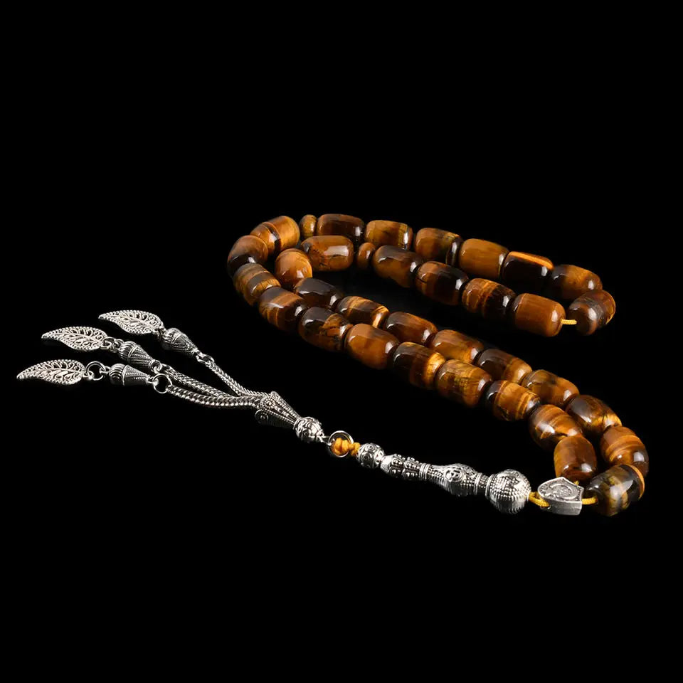 Natural Stone Yellow Tiger Eye 33 islamic Tasbih Tespih Masbaha Subha Muslim Prayer Beads