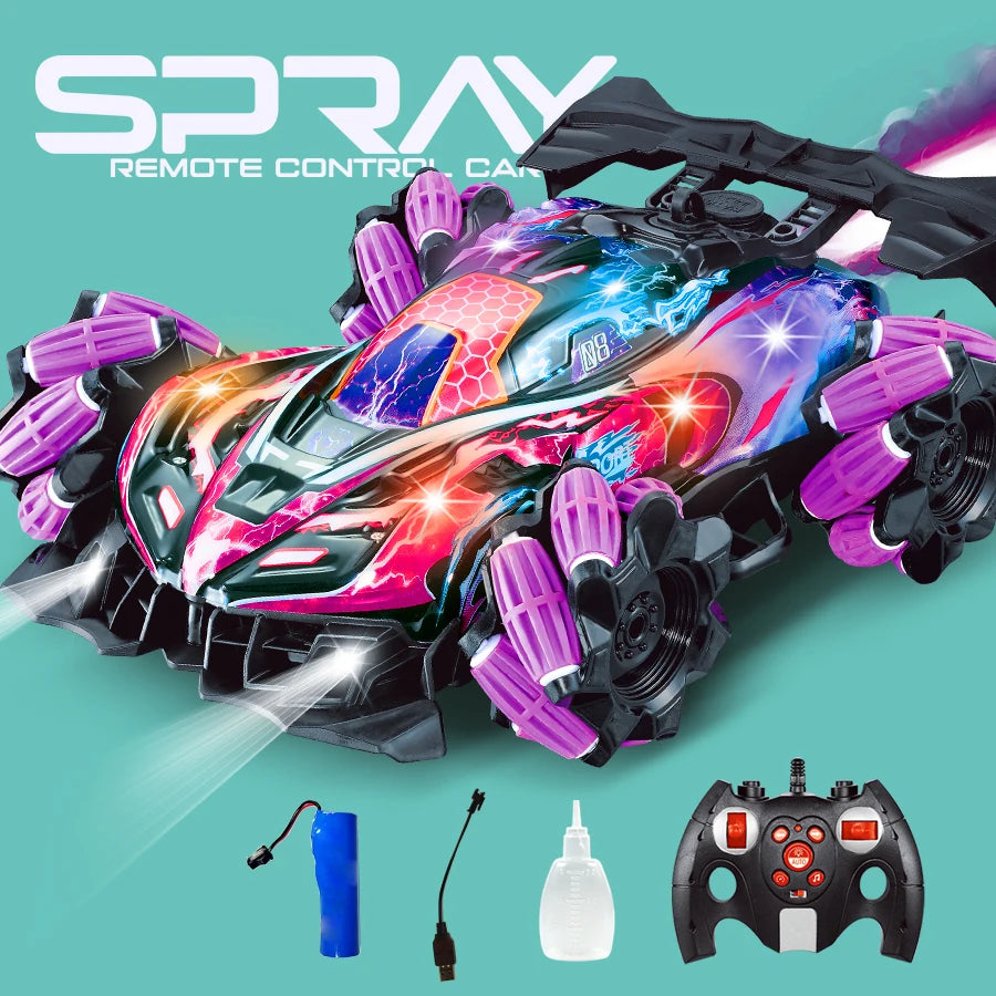 F1 Drift RC Car With Led Lights Music 2.4G Glove Gesture Radio Remote Control Spray Stunt Car 4WD Electric Children Toys