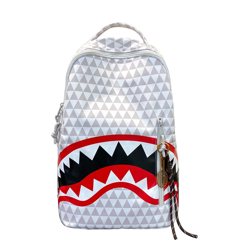 Tiptoegirls Triangle Plaid Backpack Casual College Student Schoolbag Big Mouth Pattern Travel Backpack Individual Nylon Rucksack