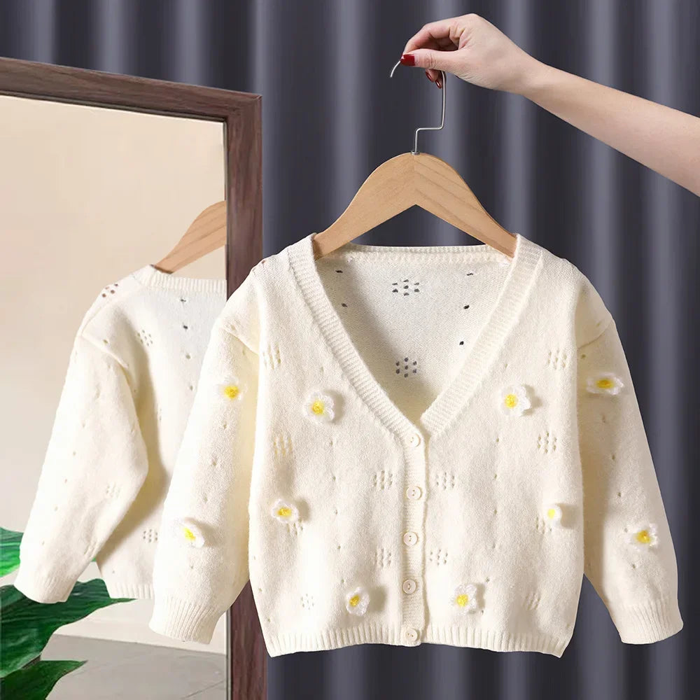 Kids Blue Sweater for Girl Autumn Winter Knitted Cardigan Sweater Snow White Girls Cardigan Jacket Coat Cotton Children Jumper