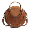 Circular Scrub PU Leather Women Bags Retro Handbag Shoulder Mini Bag