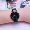 Luxury Mesh Ladies Clock Magnet Buckle Starry Diamond Geometric Quartz Wristwatch Women Watches