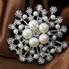 Women Large Snowflake Imitation Pearls Rhinestones Crystal  Brooch Pin Jewelry