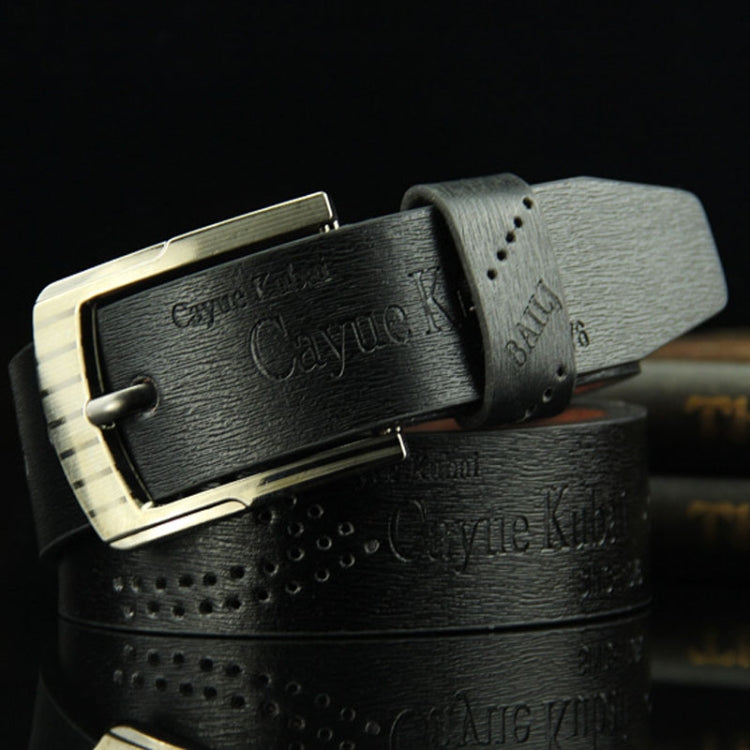 Dandali DC131 Pin Buckle Belt Casual Retro Cutout Men Belt, Length (cm): 95-115cm(Coffee)