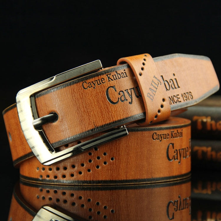 Dandali DC131 Pin Buckle Belt Casual Retro Cutout Men Belt, Length (cm): 95-115cm(Coffee)