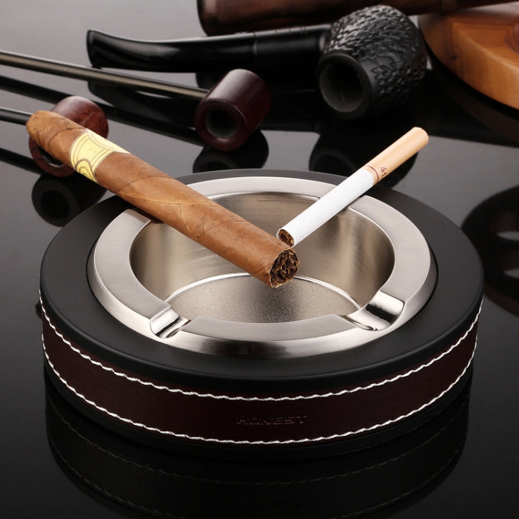 HONEST Cigar Ashtray Metal Cowhide Leather Personalized Ashtray,