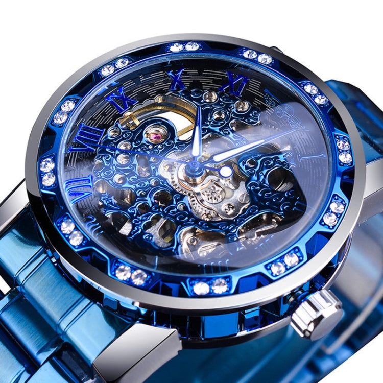 Winner Leisure Skeleton Diamond Luminous Pointer Watch Men Manual Mechanical Watch