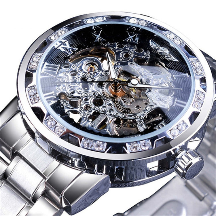 Winner Leisure Skeleton Diamond Luminous Pointer Watch Men Manual Mechanical Watch