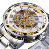 Winner Leisure Skeleton Diamond Luminous Pointer Watch Men Manual Mechanical Watch