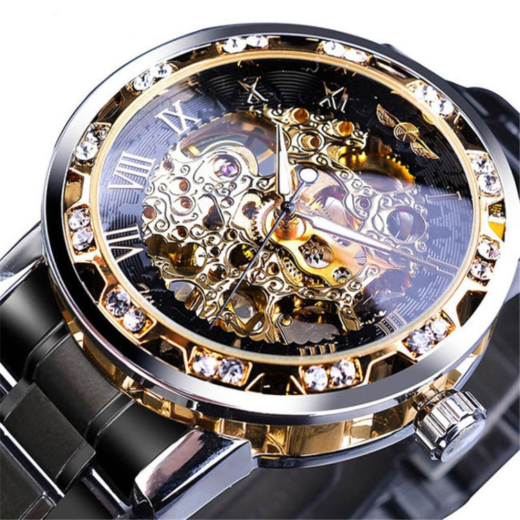 Winner Leisure Skeleton Diamond Luminous Pointer Watch Men Manual Mechanical Watch