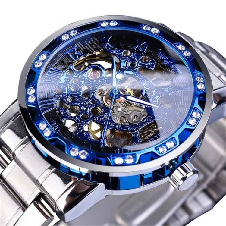Winner Leisure Skeleton Diamond Luminous Pointer Watch Men Manual Mechanical Watch