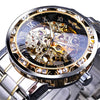 Winner Leisure Skeleton Diamond Luminous Pointer Watch Men Manual Mechanical Watch