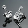 2 pairs Brass Music Series Instrument Note Cufflinks, Color: Red Guitar