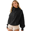 Women Hooded Sweatshirt Sports Hoodie Zipper Drawstring Long Sleeve Top Jacket