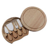 4pcs /Set Round Oak Box Cheese Knife Spatula Stainless Steel Cheese Tools Cutlery,