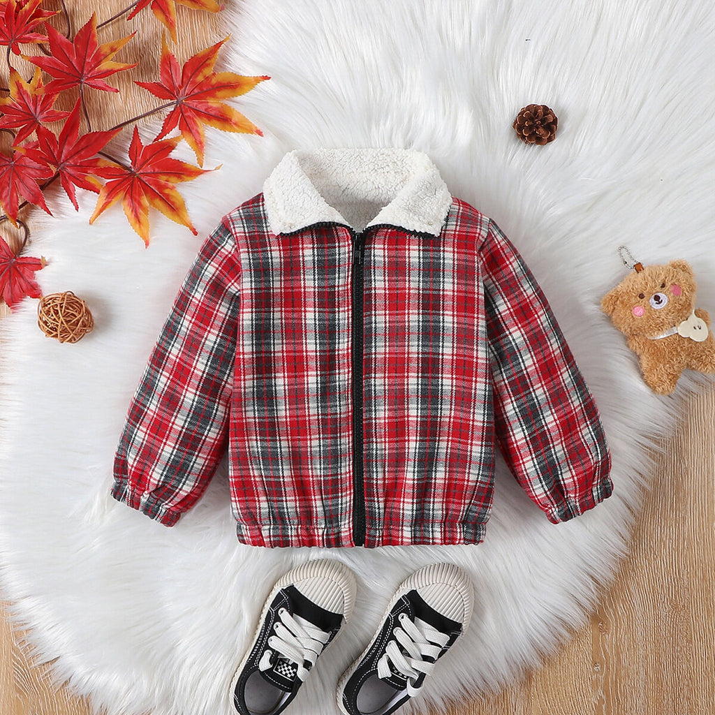 Long Sleeve Plaid Fleece Jackets 9M-5Y Unisex Coats & Jackets