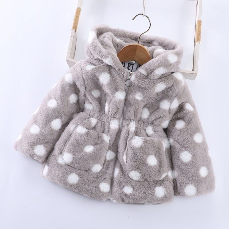 Girls Faux Fur Ear Hooded Jackets & Coats