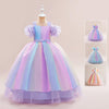 Kids Girls Mesh Princess Dress Rainbow Gradient Flower Kids 7-12Y