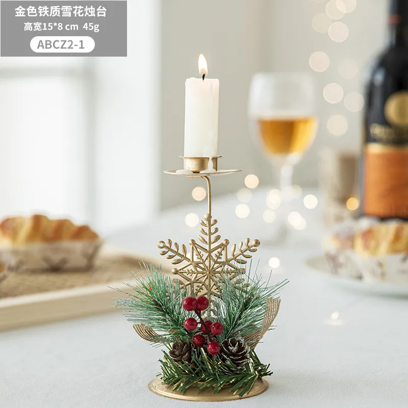 (Buy 1 Get 1) Simple Christmas Holiday Decorations Gold Iron Candlestick Desktop Ornaments