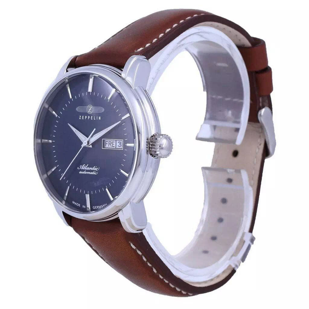 Zeppelin Atlantic Blue Dial Leather Automatic 8466-3 84663 Men's Watch