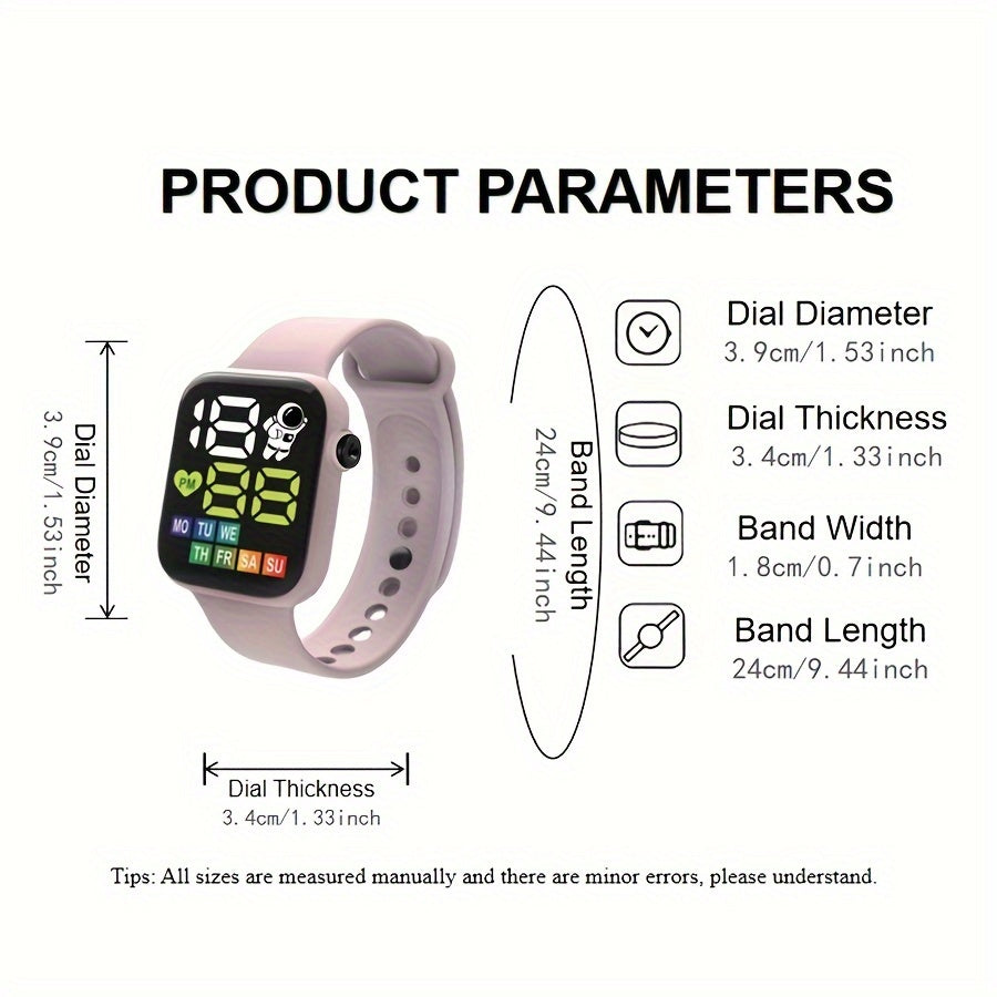 Sports Watch for Adults Digital Wrist  with Spaceman Theme, Silicone Band, Glow Details, Electronic Movement, Non-Waterproof - Adjustable Time & Date FS