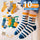10-Pair Pack Children's Cute Bear and Striped Cartoon Calf-Length Socks, Polyester Blend Comfort Fit for All Seasons,FS