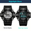 Casual Men's Sports Style Silicone Strap Electronic Watch, 24H Date Week Chronograph Stopwatch Alarm Luminous Multifunctional Wristwatches FS