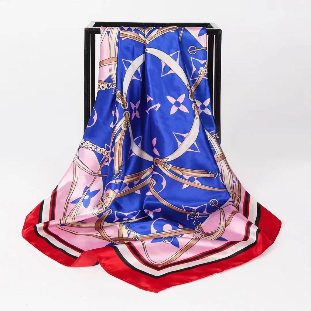 (Buy 1 Get 2) Women'S Fashion Fashion Chain Floral Print Imitation Silk Satin Silk Scarf